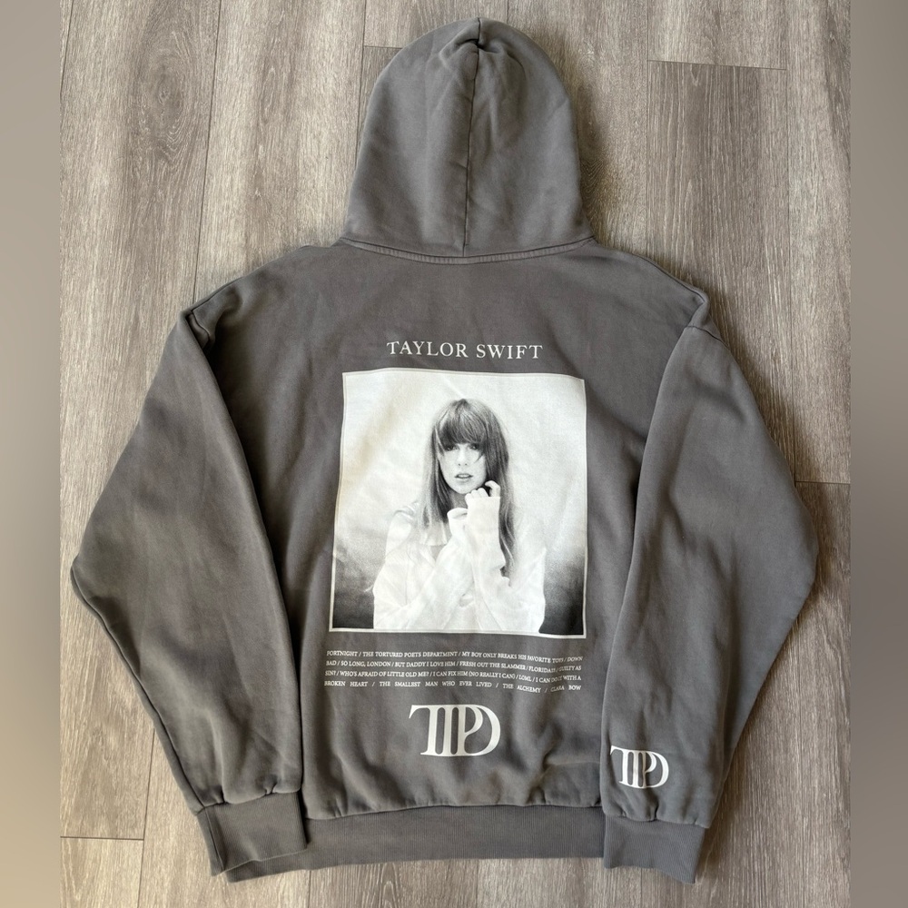 Taylor Swift Official The Tortured Poets Department Sweatshirt Gray Hoodie 2XL